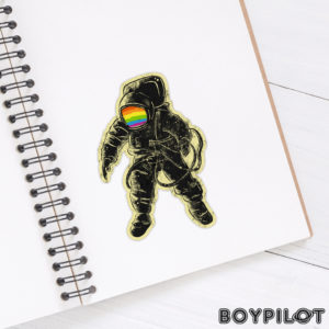 astronaut sticker on notebook