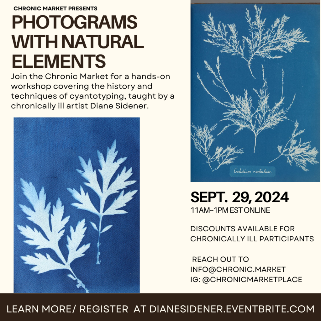 Photograms with Natural Elements: A Hands-on Workshop with Chronically Ill Artist Diane Sidener