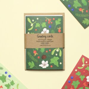 Holly and ivy illustrated card set