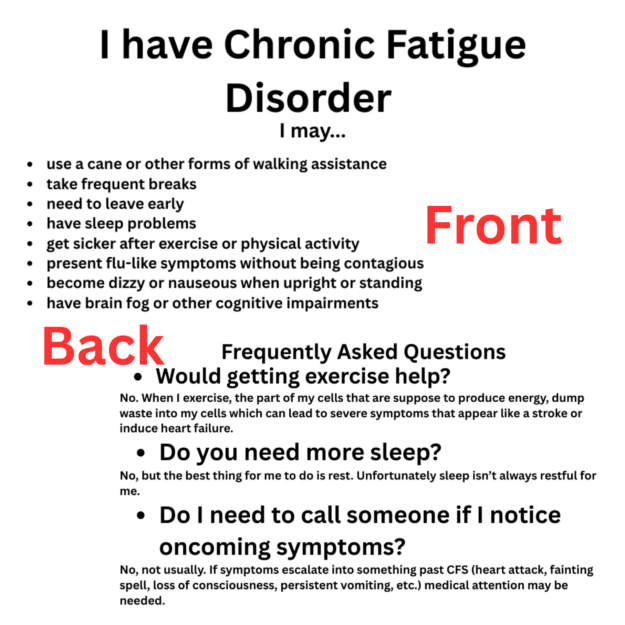 Chronic Fatigue Syndrome Introduction Card Print Out